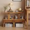 Natural Teak Wood 2-Tier Side Table With Storage Compact Nightstand